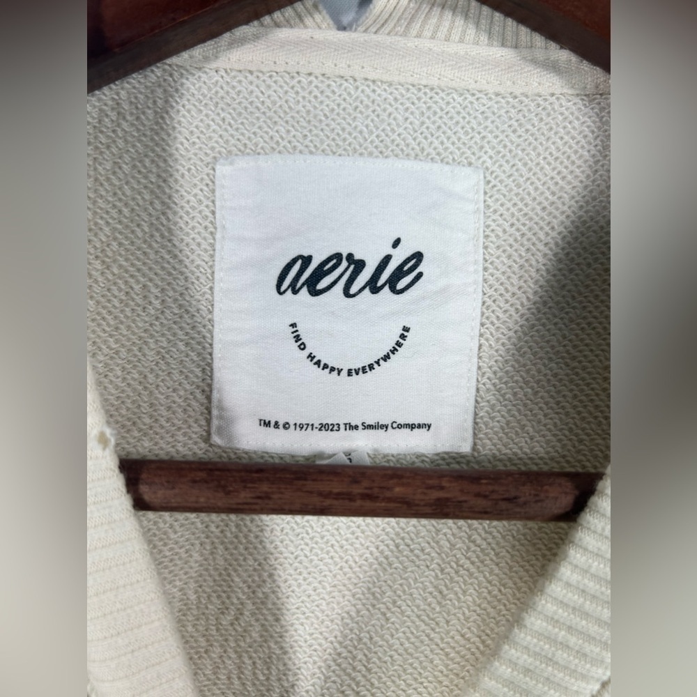 Aerie The Chill Crew Neck Sweatshirt Womens Oversized Graphic Long Sleeve Sz XS - Picture 7 of 14